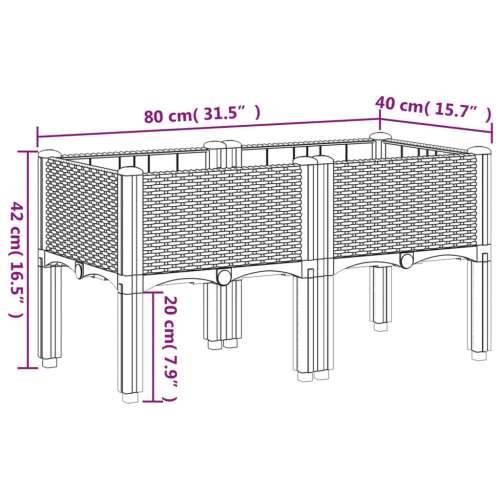 Vrtna sadilica s nogama smeđa 80 x 40 x 42 cm PP - Smeđa 80 x 40 x 42 cm 1 Cijena