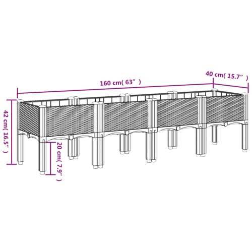 Vrtna sadilica s nogama bijela 160 x 40 x 42 cm PP Bijela 160 x 40 x 42 cm 1 Cijena