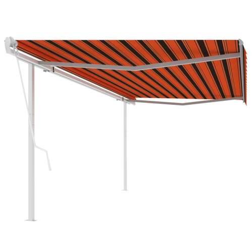 Automatska tenda na uvlačenje i stupovi 5x3 m narančasto-smeđa Cijena