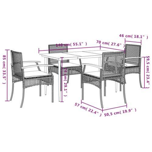 Vrtna garnitura - 5-dijelni vrtni blagovaonski set od poliratana s jastucima bež - Bež 140 x 70 x 74 cm 4 Cijena