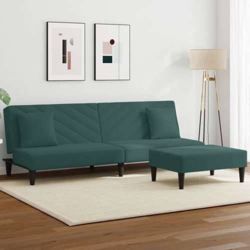 2-dijelni set sofa s jastucima tamnozeleni baršunasti - Tamnozelena Bez naslona za ruke Cijena