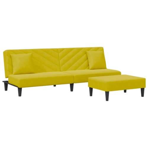 2-dijelni set sofa s jastucima žuti baršunasti - Žuta Bez naslona za ruke Cijena