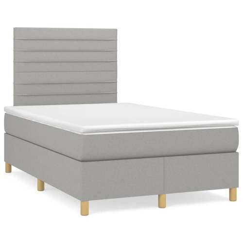 Krevet s oprugama i madracem svjetlosivi 120x190 cm od tkanine - Svjetlosiva 120 x 190 cm vodoravne pruge Cijena