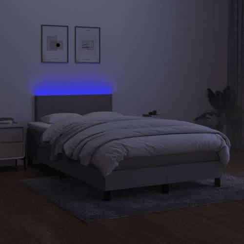Krevet s oprugama i madracem LED svjetlosivi 120x190 cm tkanina - Svjetlosiva 120 x 190 cm Gladak dizajn Cijena