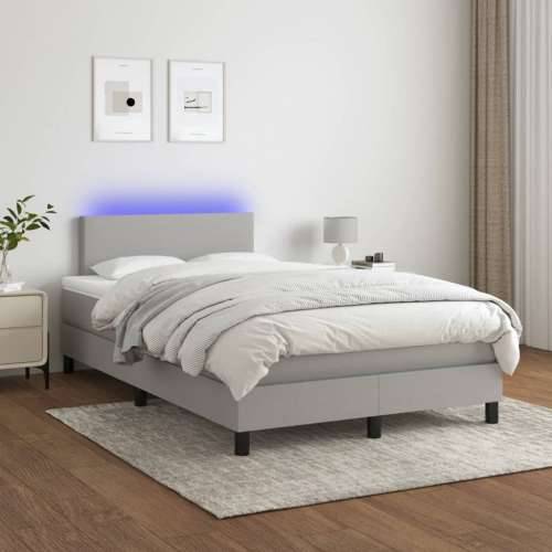 Krevet s oprugama i madracem LED svjetlosivi 120x190 cm tkanina - Svjetlosiva 120 x 190 cm Gladak dizajn Cijena