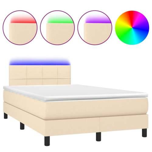 Krevet s oprugama i madracem LED krem 120 x 190 cm od tkanine - Krema 120 x 190 cm Blok s kvadratima Cijena