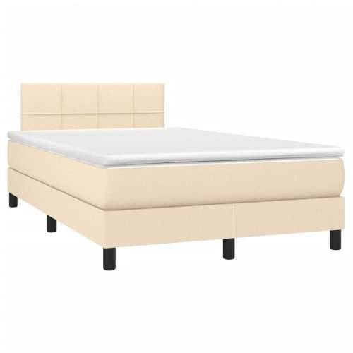 Krevet s oprugama i madracem LED krem 120 x 190 cm od tkanine - Krema 120 x 190 cm Blok s kvadratima Cijena