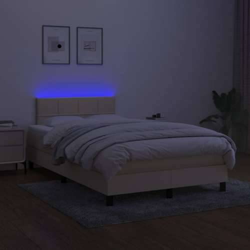 Krevet s oprugama i madracem LED krem 120 x 190 cm od tkanine - Krema 120 x 190 cm Blok s kvadratima Cijena