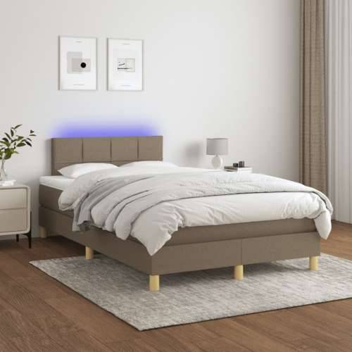 Krevet s oprugama i madracem LED smeđesivi 120x190cm od tkanine - Sivo-smeđa 120 x 190 cm Blok s kvadratima Cijena