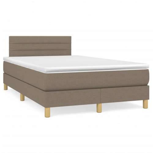 Krevet s oprugama i madracem LED smeđesivi 120x190cm od tkanine - Sivo-smeđa 120 x 190 cm vodoravne pruge Cijena