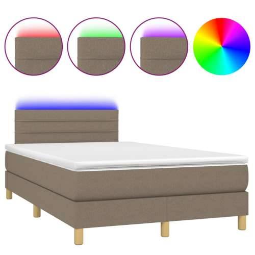 Krevet s oprugama i madracem LED smeđesivi 120x190cm od tkanine - Sivo-smeđa 120 x 190 cm vodoravne pruge Cijena