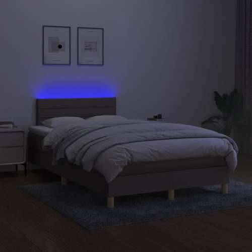 Krevet s oprugama i madracem LED smeđesivi 120x190cm od tkanine - Sivo-smeđa 120 x 190 cm vodoravne pruge Cijena