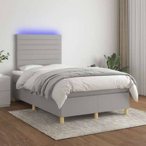 Krevet s oprugama i madracem LED svjetlosivi 120x190 cm tkanina - Svjetlosiva 120 x 190 cm vodoravne pruge Cijena
