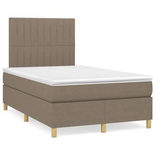 Krevet s oprugama i madracem LED smeđesivi 120x190cm od tkanine - Sivo-smeđa 120 x 190 cm Okomite pruge Cijena