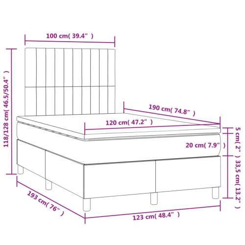 Krevet s oprugama i madracem LED plavi 120 x 190 cm od tkanine - Plava 120 x 190 cm Okomite pruge Cijena