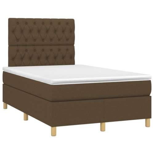 Krevet s oprugama i madracem LED tamnosmeđi 120x190 cm tkanina - Tamno smeđa 120 x 190 cm Dizajn s gumbima Cijena