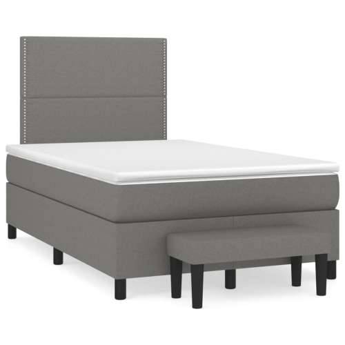Krevet box spring s madracem tamnosivi 120 x 190 cm tkanina - Tamno siva 120 x 190 cm Obično s čavlima Cijena