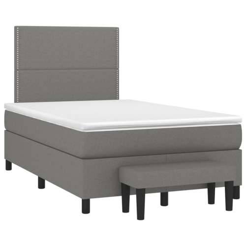 Krevet box spring s madracem tamnosivi 120 x 190 cm tkanina - Tamno siva 120 x 190 cm Obično s čavlima Cijena