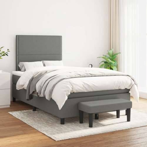 Krevet box spring s madracem tamnosivi 120 x 190 cm tkanina - Tamno siva 120 x 190 cm Obično s čavlima Cijena