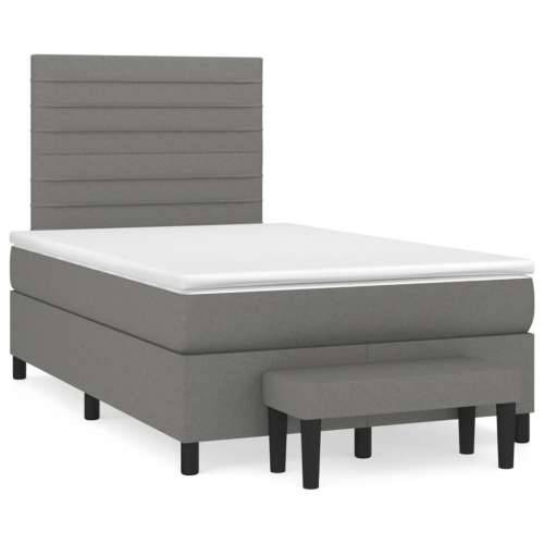 Krevet box spring s madracem tamnosivi 120 x 190 cm tkanina - Tamno siva 120 x 190 cm vodoravne pruge Cijena