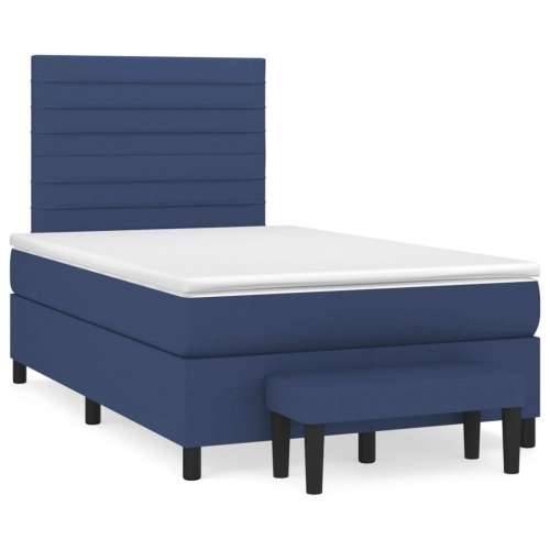 Krevet s oprugama i madracem plavi 120 x 190 cm od tkanine - Plava 120 x 190 cm vodoravne pruge Cijena