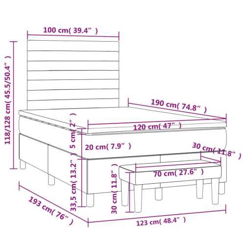 Krevet s oprugama i madracem plavi 120 x 190 cm od tkanine - Plava 120 x 190 cm vodoravne pruge Cijena