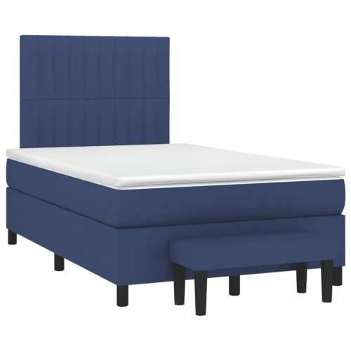 Krevet s oprugama i madracem plavi 120 x 190 cm od tkanine - Plava 120 x 190 cm Okomite pruge Cijena