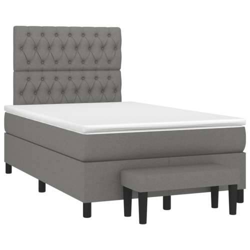 Krevet box spring s madracem tamnosivi 120 x 190 cm tkanina - Tamno siva 120 x 190 cm Dizajn s gumbima Cijena