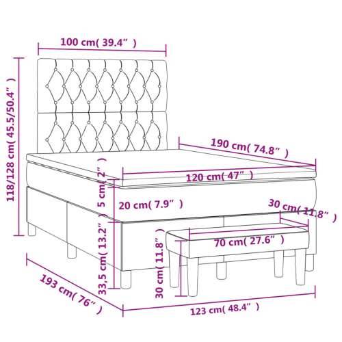 Krevet s oprugama i madracem plavi 120 x 190 cm od tkanine - Plava 120 x 190 cm Dizajn s gumbima Cijena