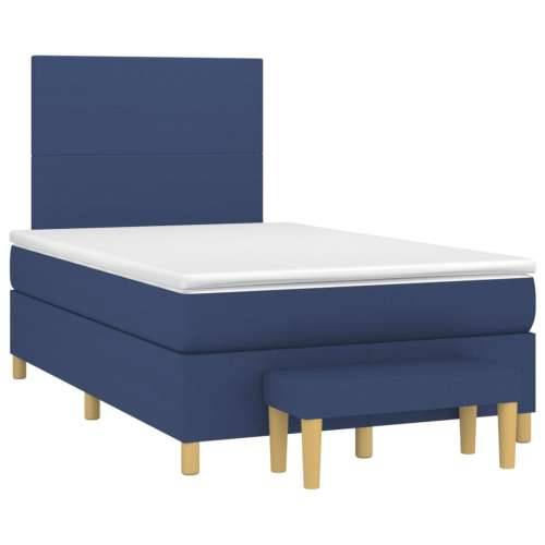 Krevet s oprugama i madracem plavi 120 x 190 cm od tkanine - Plava 120 x 190 cm Gladak dizajn Cijena