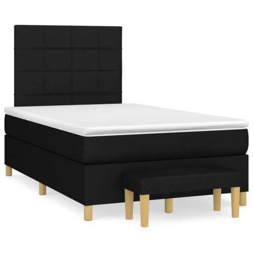 Krevet box spring s madracem crni 120 x 190 cm od tkanine - Crna 120 x 190 cm Blok s kvadratima Cijena