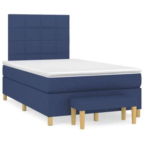 Krevet s oprugama i madracem plavi 120 x 190 cm od tkanine - Plava 120 x 190 cm Blok s kvadratima Cijena