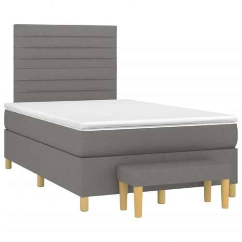Krevet box spring s madracem tamnosivi 120 x 190 cm tkanina - Tamno siva 120 x 190 cm vodoravne pruge Cijena