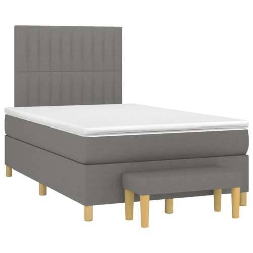 Krevet box spring s madracem tamnosivi 120 x 190 cm tkanina - Tamno siva 120 x 190 cm Okomite pruge Cijena