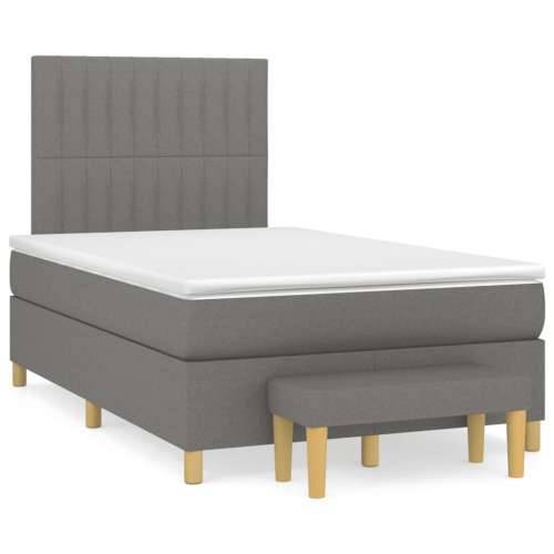 Krevet box spring s madracem tamnosivi 120 x 190 cm tkanina - Tamno siva 120 x 190 cm Okomite pruge Cijena