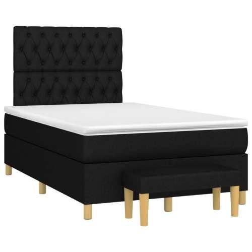 Krevet box spring s madracem crni 120 x 190 cm od tkanine - Crna 120 x 190 cm Dizajn s gumbima Cijena