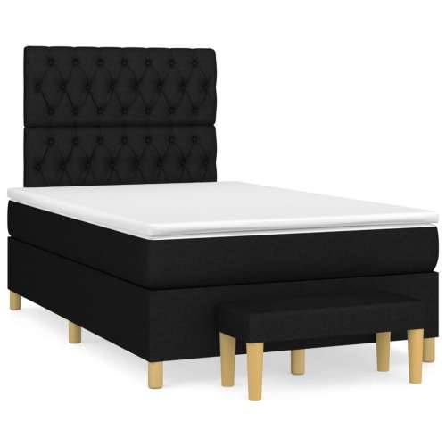 Krevet box spring s madracem crni 120 x 190 cm od tkanine - Crna 120 x 190 cm Dizajn s gumbima Cijena