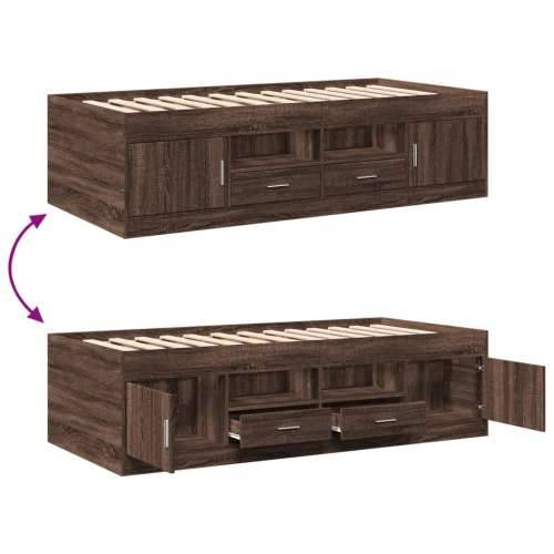 Dnevni krevet s ladicama bez madraca smeđa hrasta 100x200 cm - Smeđi hrast 100 x 200 cm Cijena