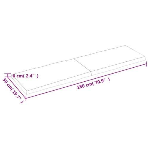 Stolna ploča 180x50x(2-6) cm od hrastovine sa živim rubom - Prirodna 180 x 50 x 6 cm 1 Cijena