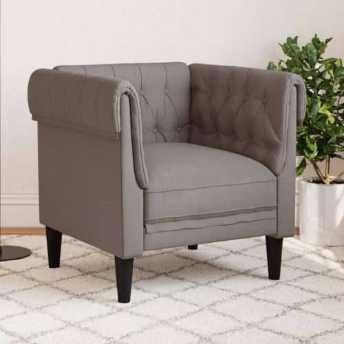 Fotelja Chesterfield smeđesiva od tkanine - Sivo-smeđa Sofa Cijena