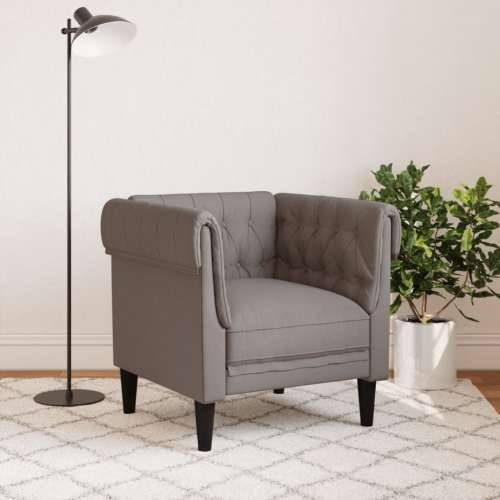 Fotelja Chesterfield smeđesiva od tkanine - Sivo-smeđa Sofa Cijena
