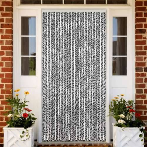 Zastor protiv muha sivi i crno-bijeli 100 x 200 cm od šenila - Crno-bijelo 100 x 200 cm Cijena