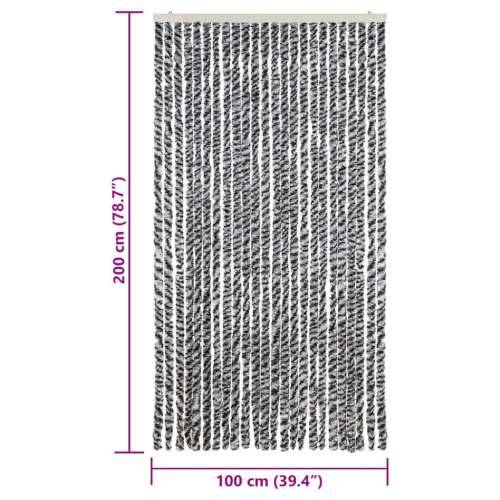 Zastor protiv muha sivi i crno-bijeli 100 x 200 cm od šenila - Crno-bijelo 100 x 200 cm Cijena