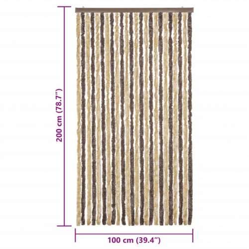 Zastor protiv muha tamnosmeđi i bež 100 x 200 cm od šenila - tamnosmeđa i bež 100 x 200 cm Cijena