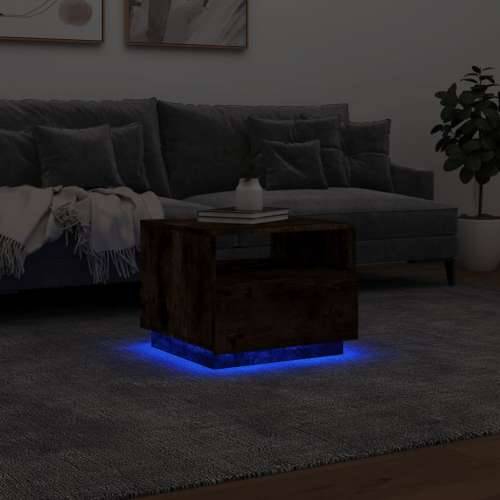 Stolić za kavu s LED svjetlima boja dimljenog hrasta 50x49x40cm - Dimljeni hrast 1 50 cm Cijena