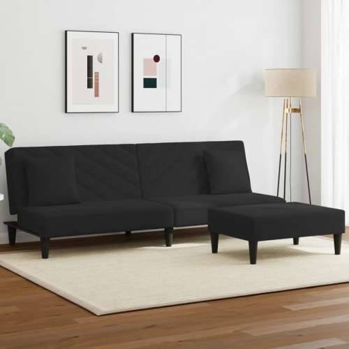 2-dijelni set sofa s jastucima crni baršunasti - Crna Bez naslona za ruke Cijena