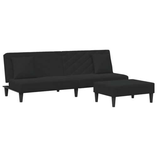 2-dijelni set sofa s jastucima crni baršunasti - Crna Bez naslona za ruke Cijena