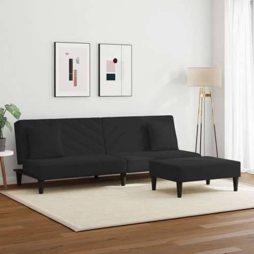2-dijelni set sofa s jastucima crni baršunasti - Crna Bez naslona za ruke Cijena