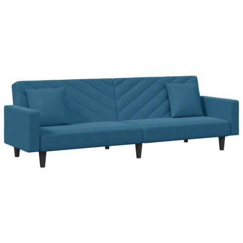 2-dijelni set sofa s jastucima plavi baršunasti - Plava S naslonom za ruke Cijena