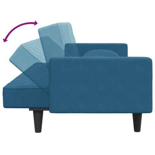 2-dijelni set sofa s jastucima plavi baršunasti - Plava S naslonom za ruke Cijena